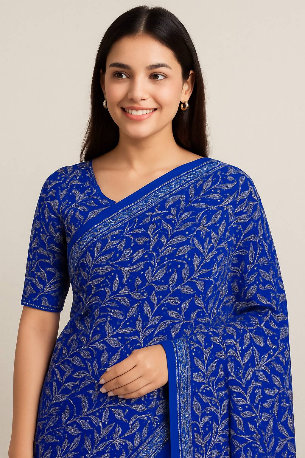 Lucknowi Chikan Saree view 2
