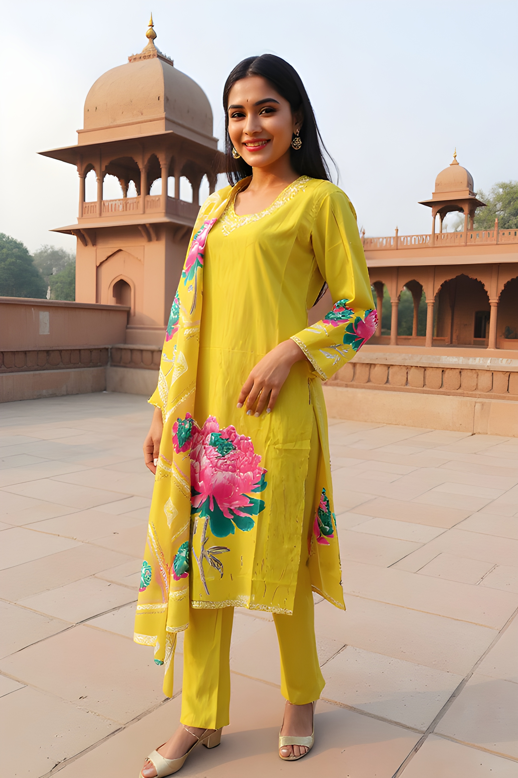 Floral Embroidered Kurti view 3