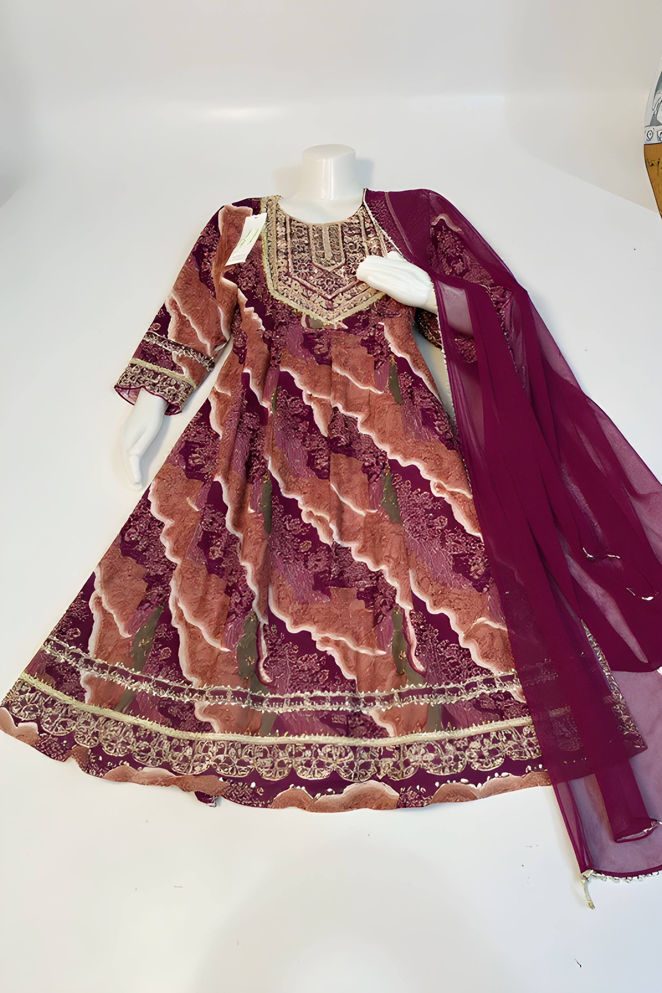 Traditional Maroon Anarkali Dress view 2