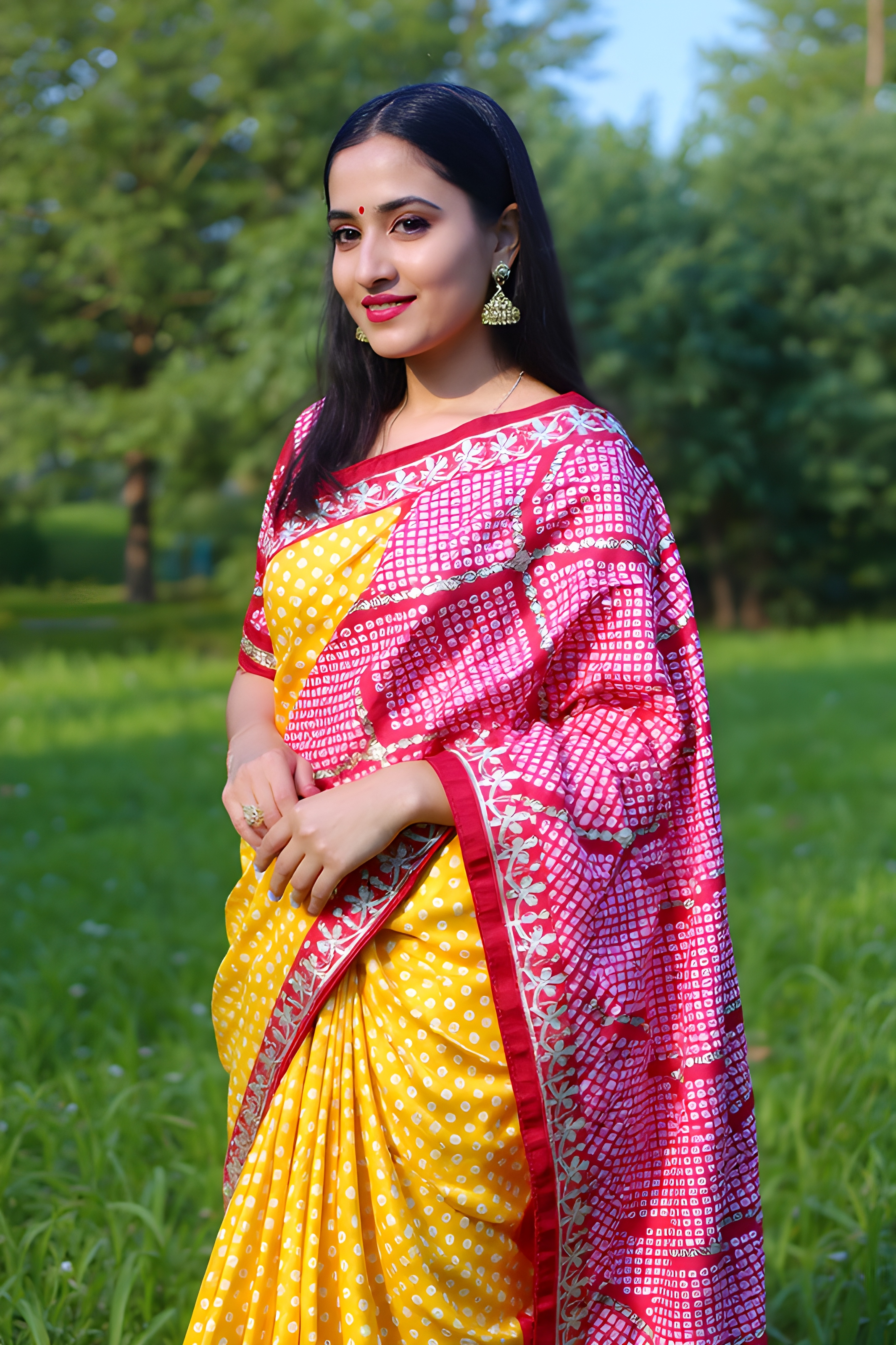 Bandhani Silk Saree view 3
