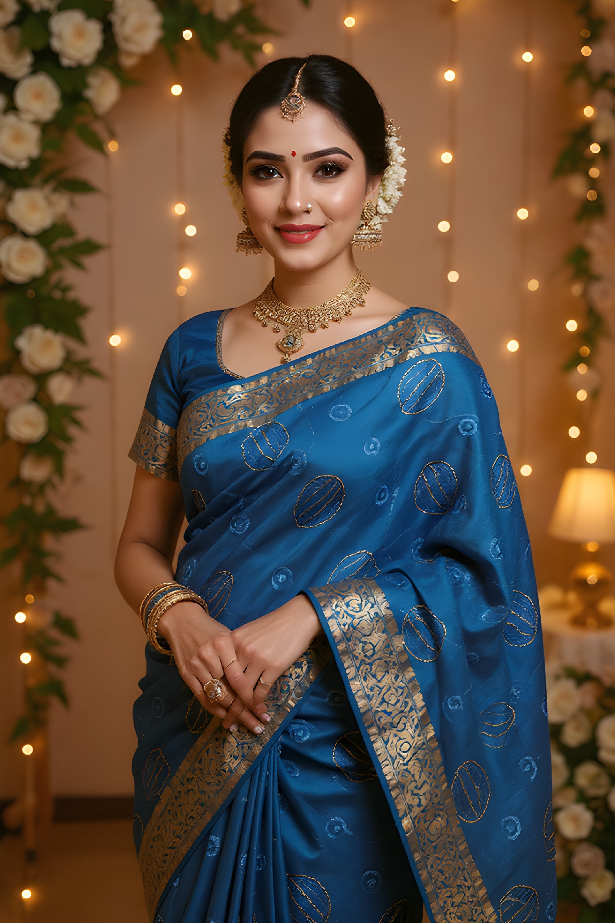 Embroidered Blue Saree