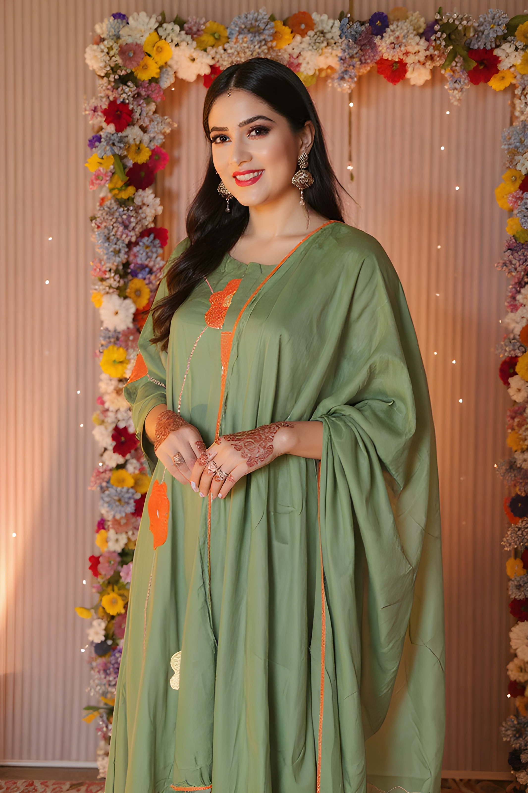 Embroidered Green Kurti
