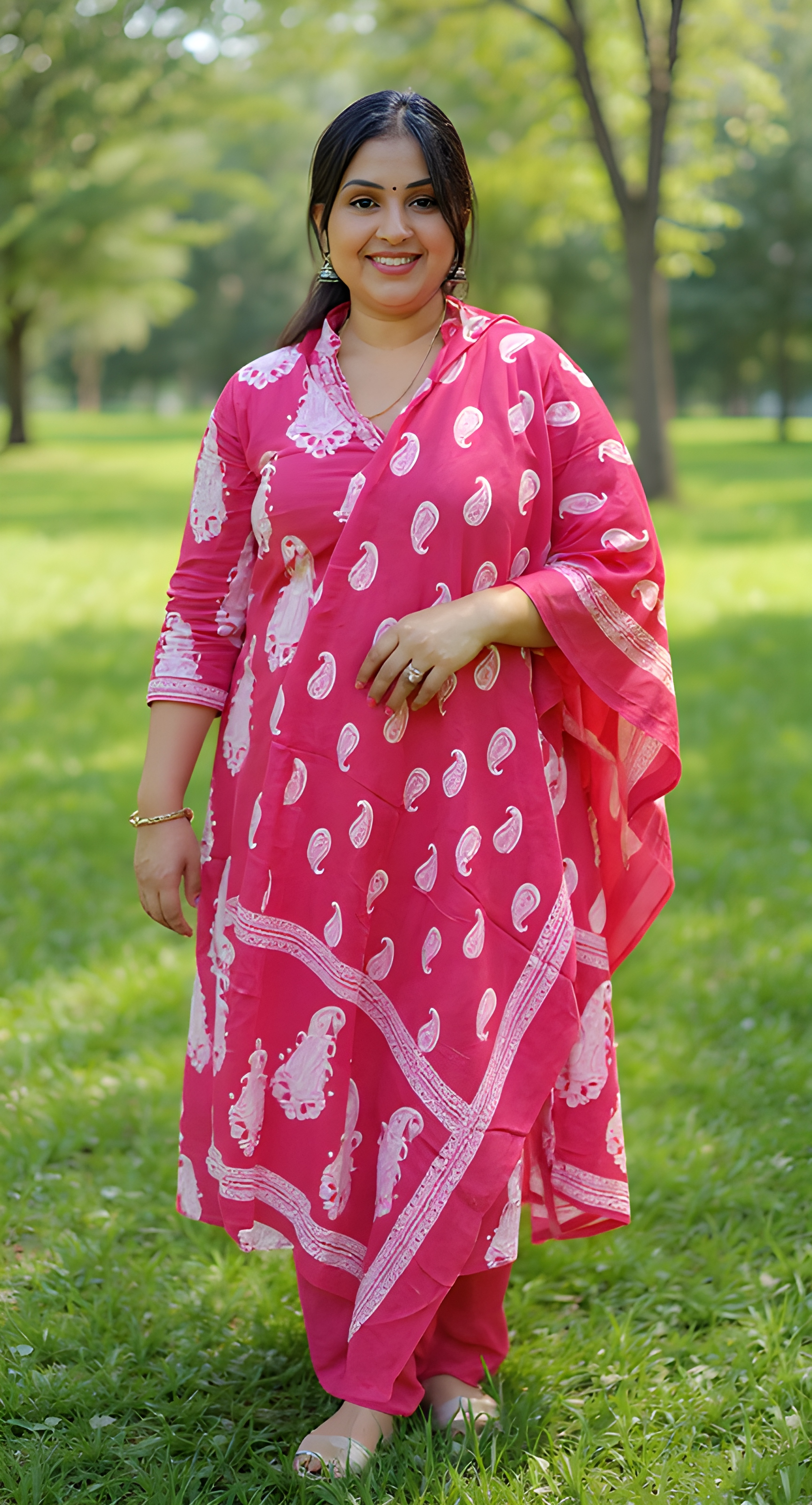 Pink Angrkhha Kurti Set