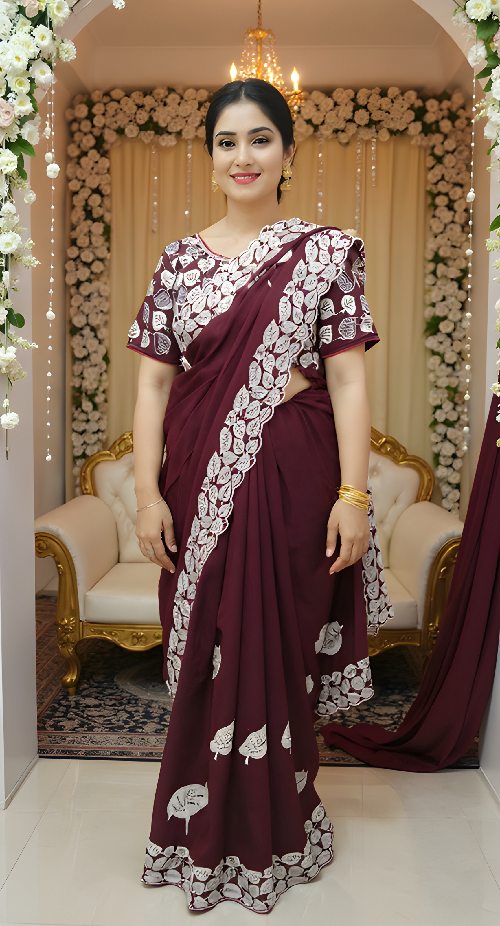 Elegant Maroon Saree