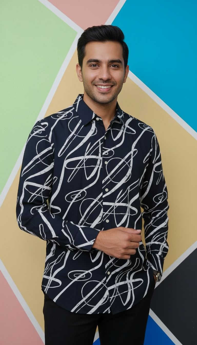 Rare Rabbit Abstract Printed Mens Shirt