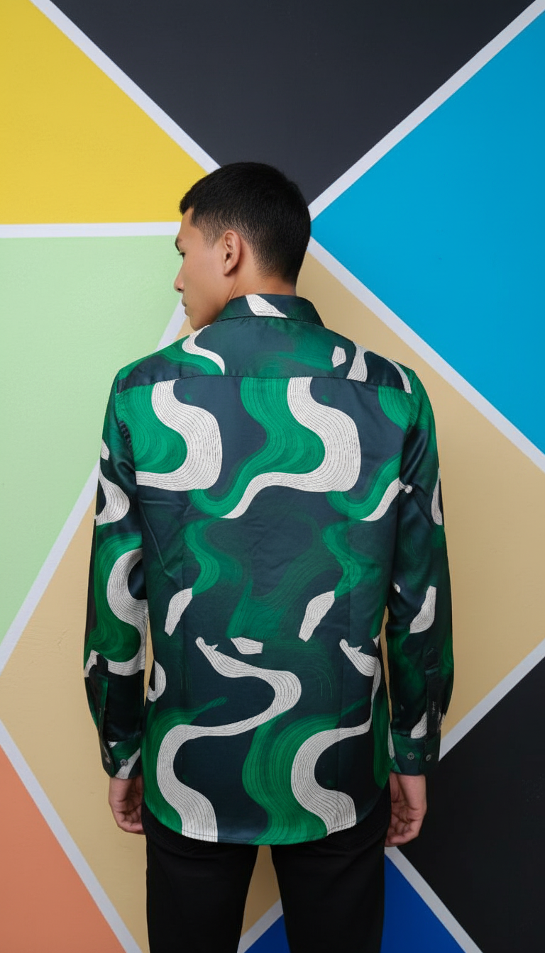 Rare Rabbit Wave Print Mens Casual Shirt view 2