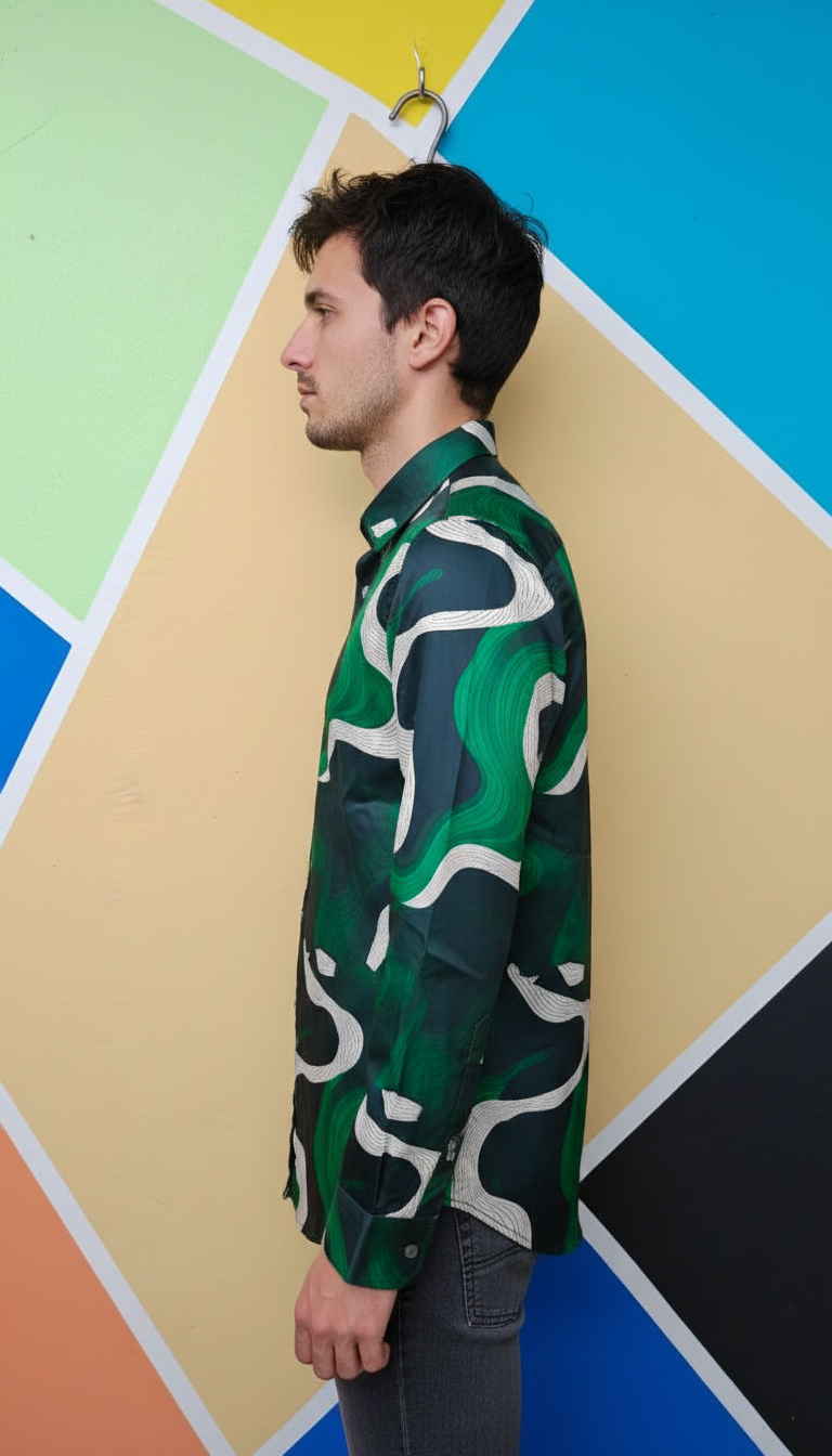 Rare Rabbit Wave Print Mens Casual Shirt view 3