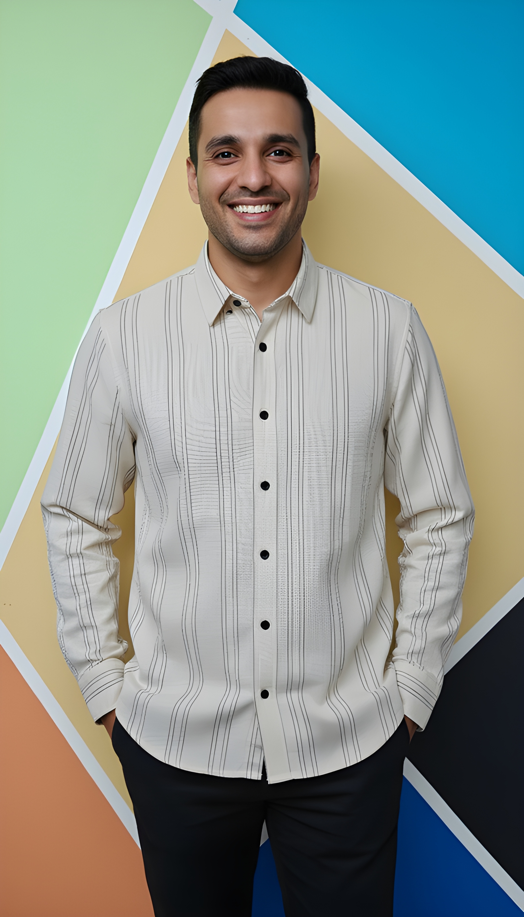 ZARA Mens Cream Striped Shirt