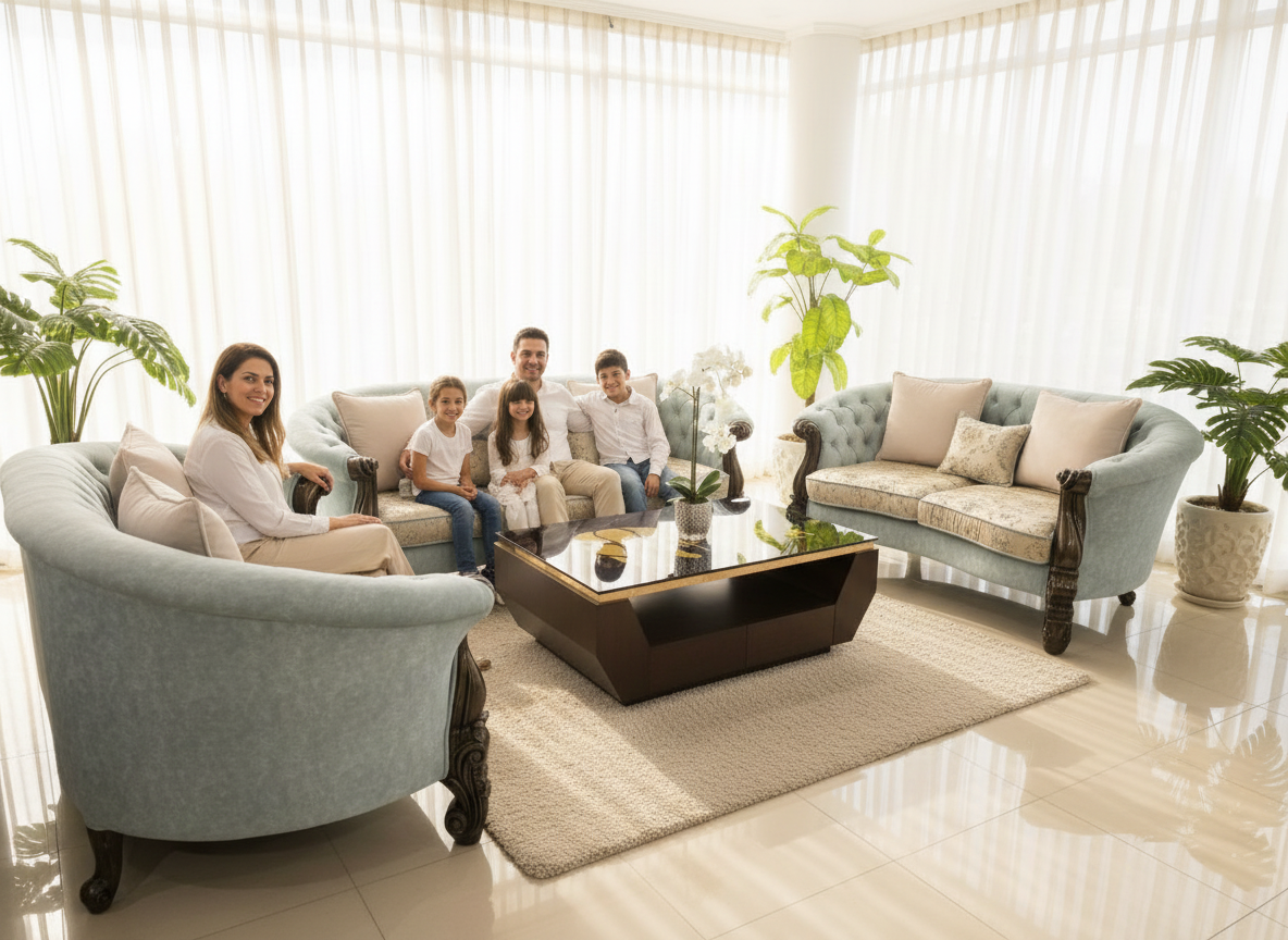 The Royal Azure Curve Sofa Collection