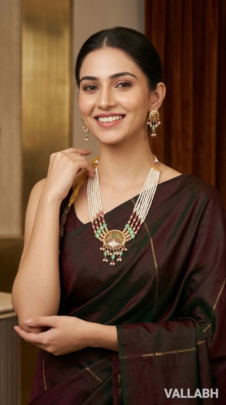 Traditional Silver and Pearl Necklace Set
