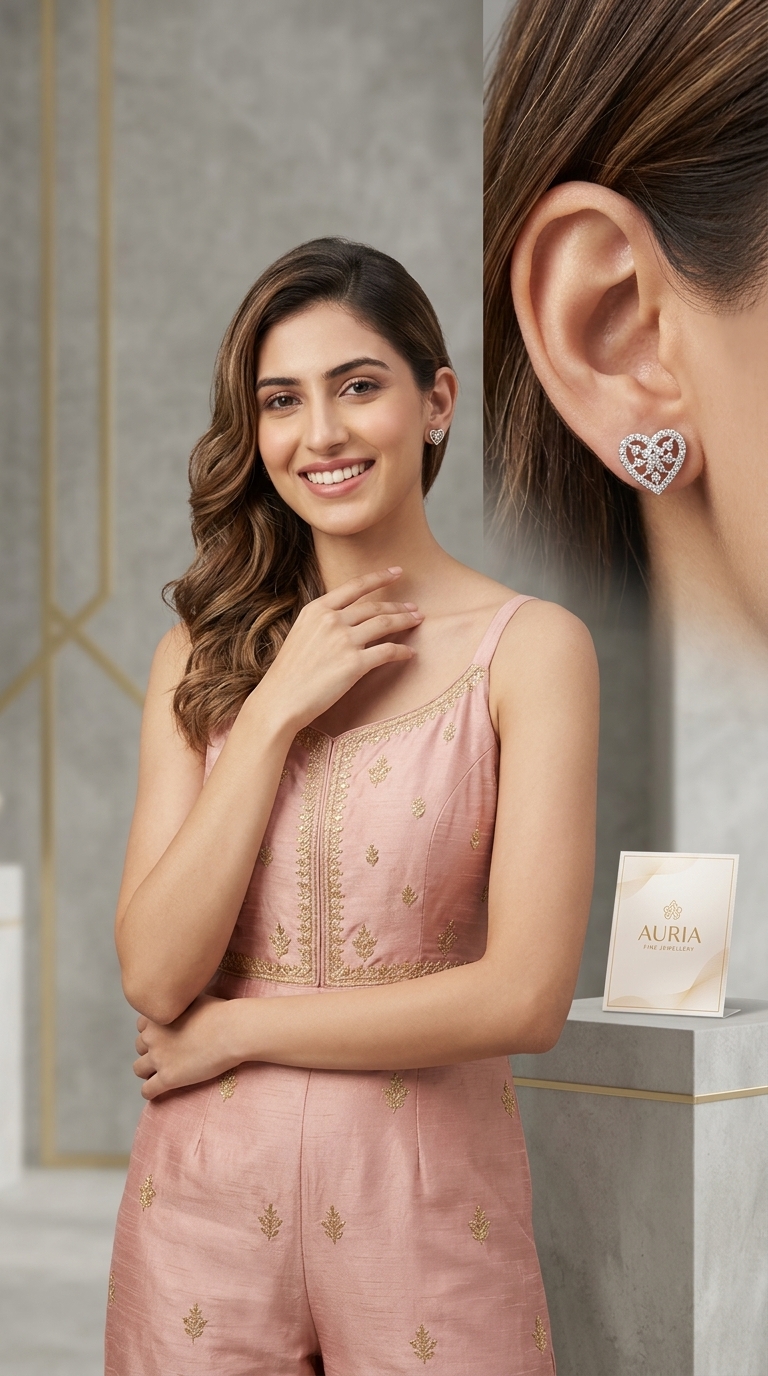Diamond Heart Earrings