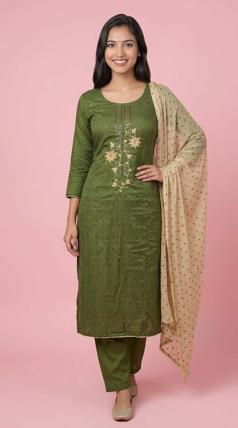 Embroidered Kurta Set view 2