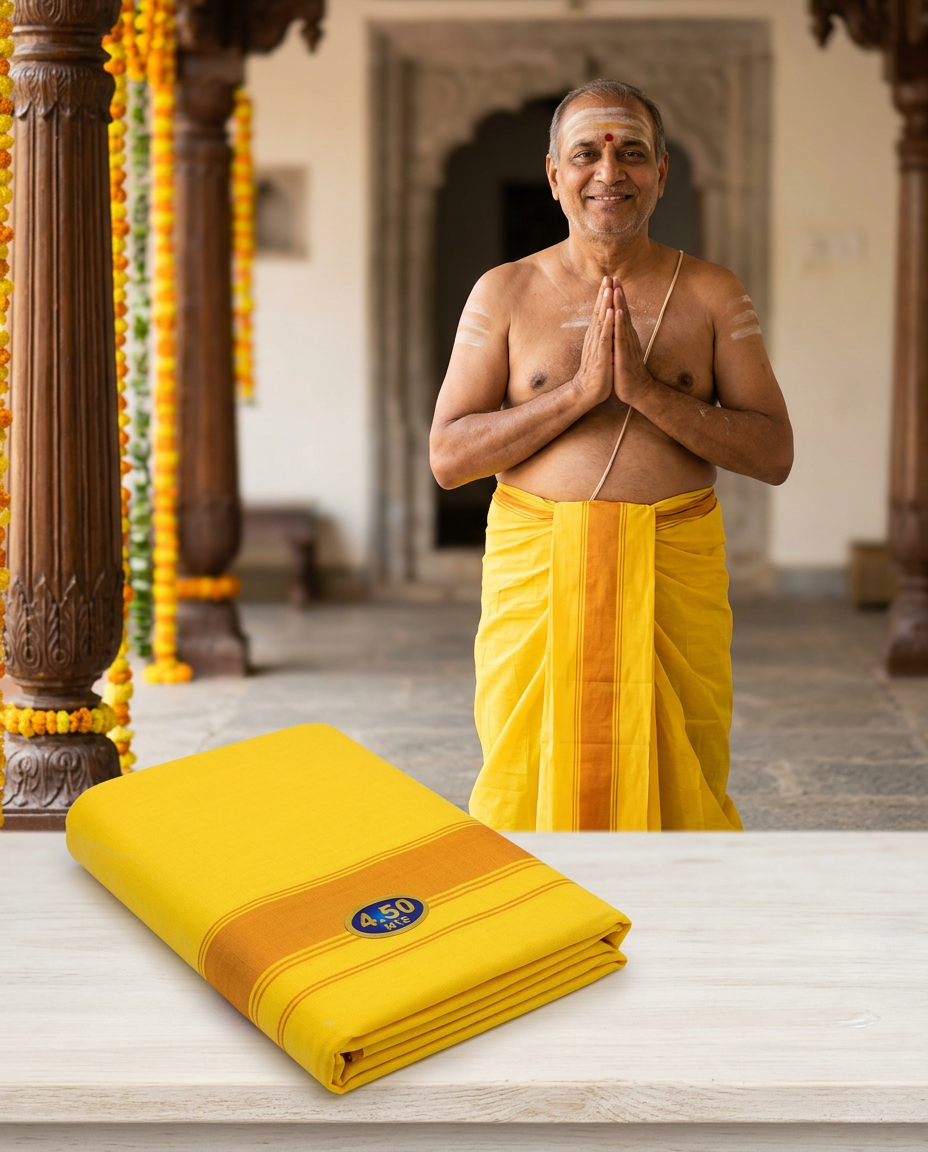 Unstitched Yellow Dhoti