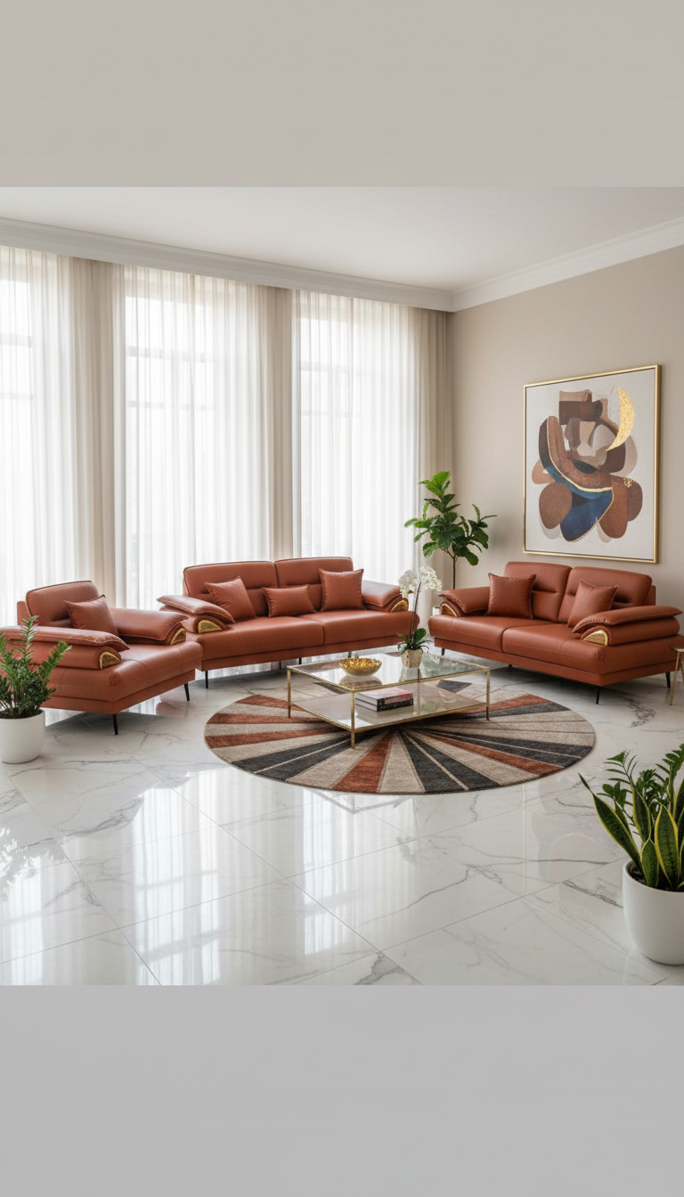 Italian Leather Sofa Set