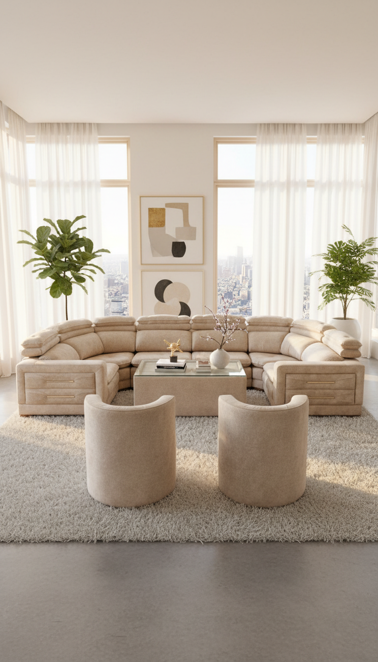 Beige Sectional Sofa Set