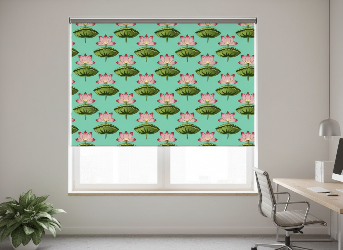 Lotus Print Roller Blinds