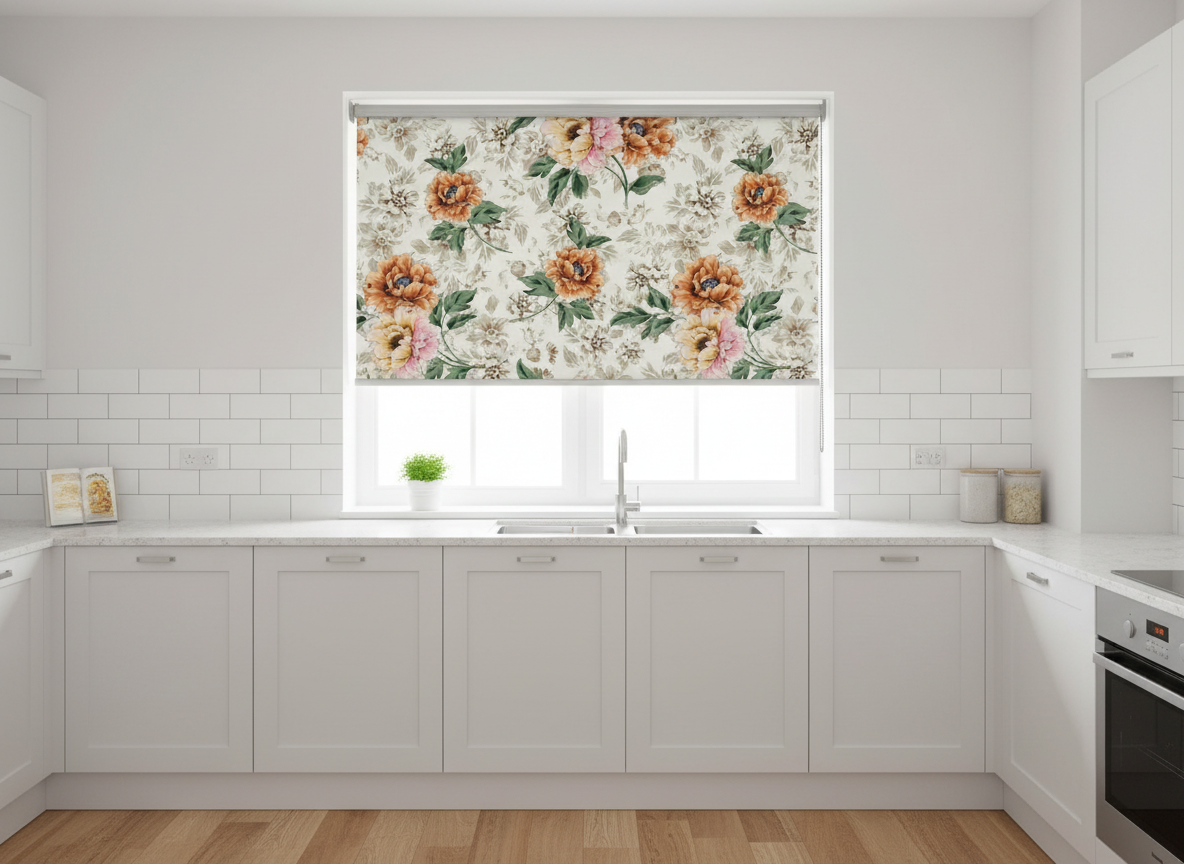 Floral Roller Blinds Rose