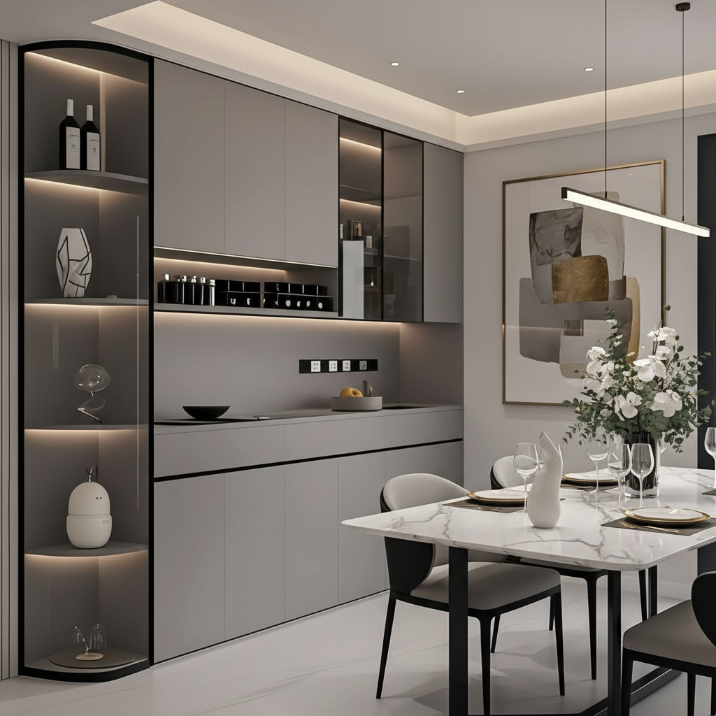 Modular Kitchen Gray White
