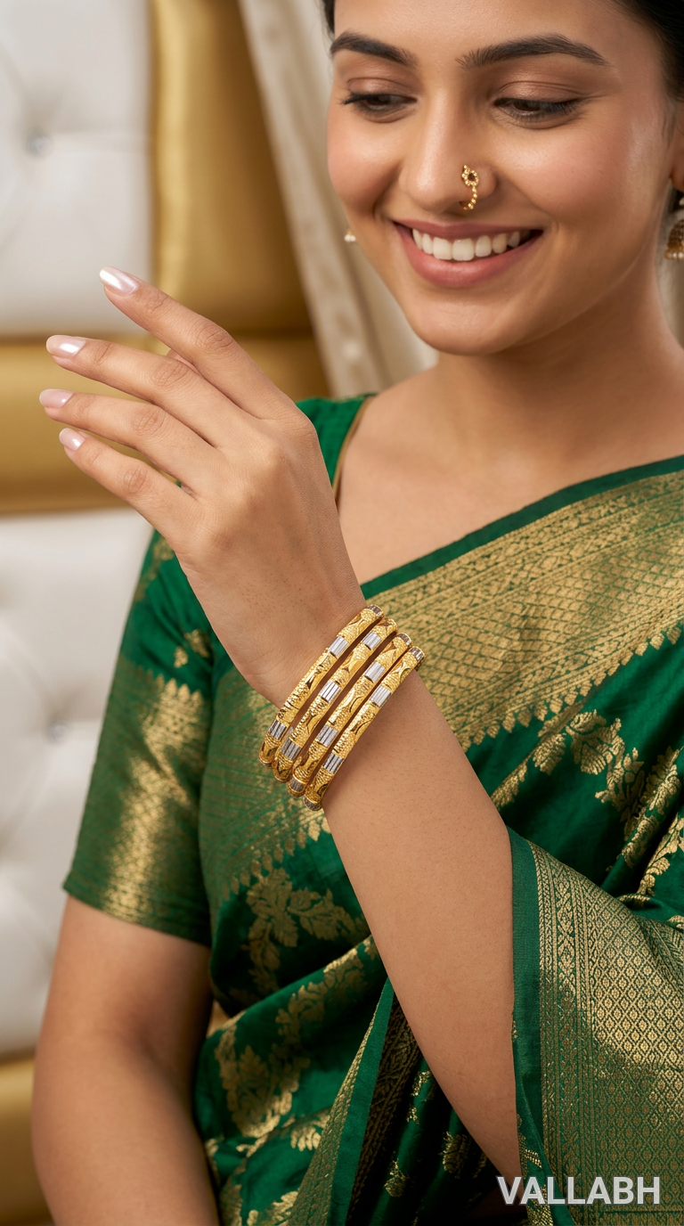 Gold and Silver Bangles view 3