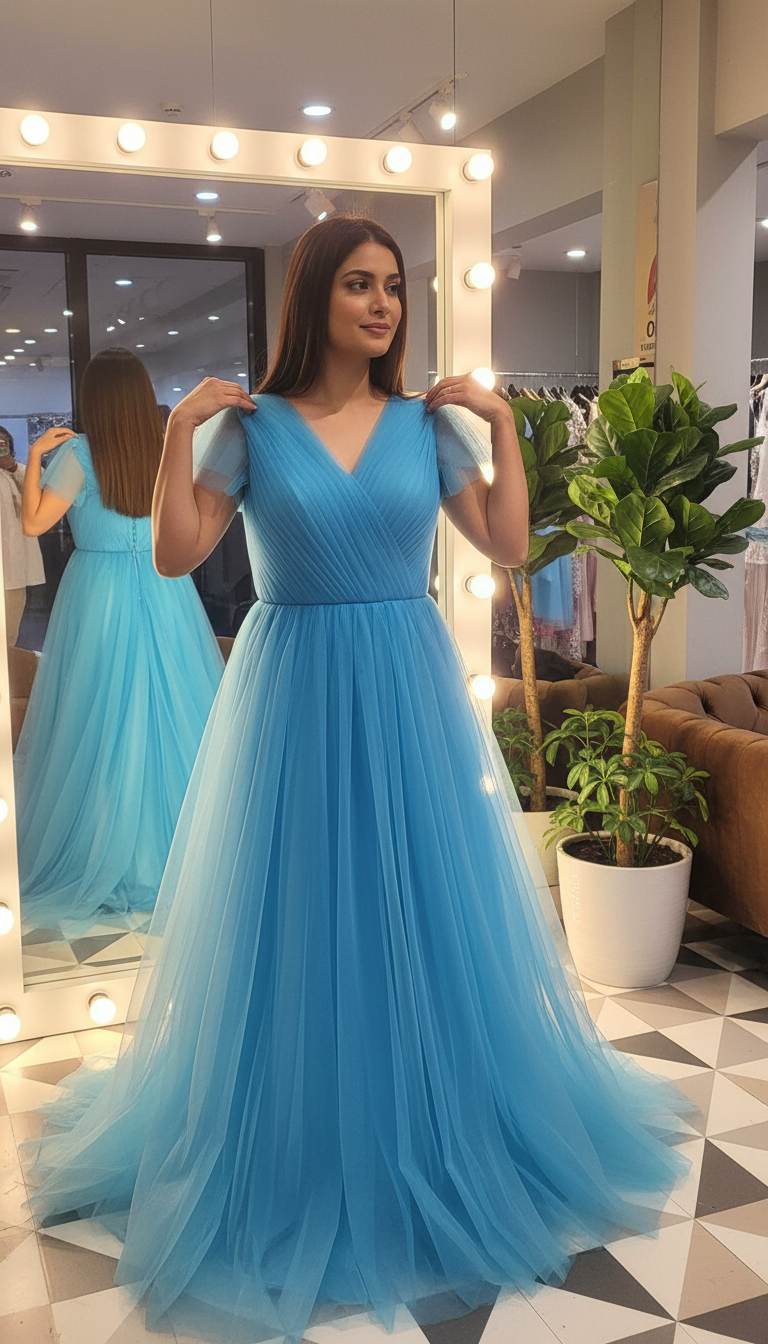 Blue Tulle Gown view 2