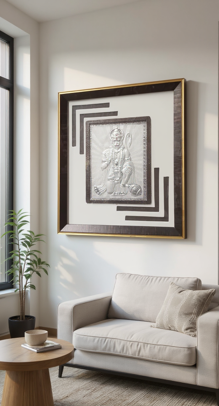 999 Silver Frame Of Lord Hanuman