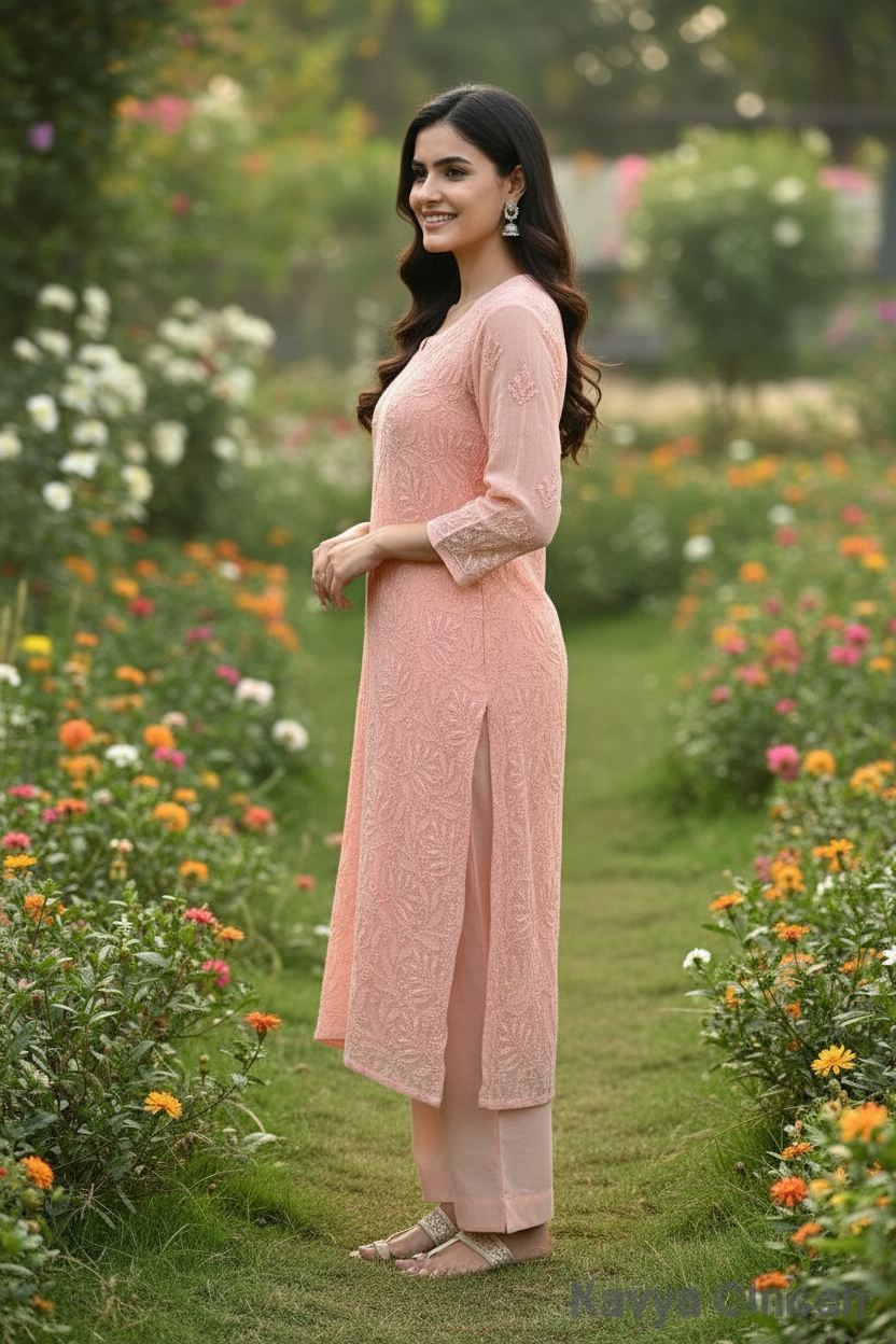 Peach Kurta Set view 4