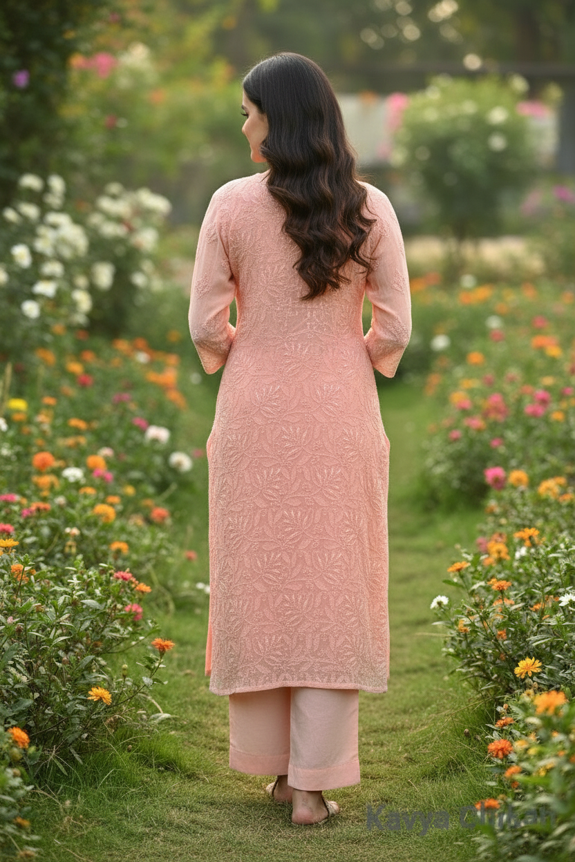 Peach Kurta Set view 3
