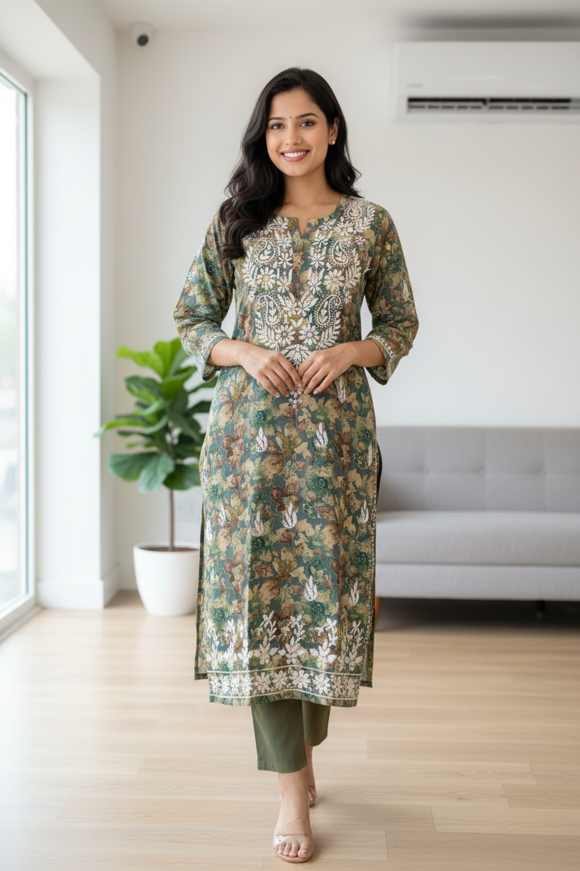 Floral Embroidered Kurta