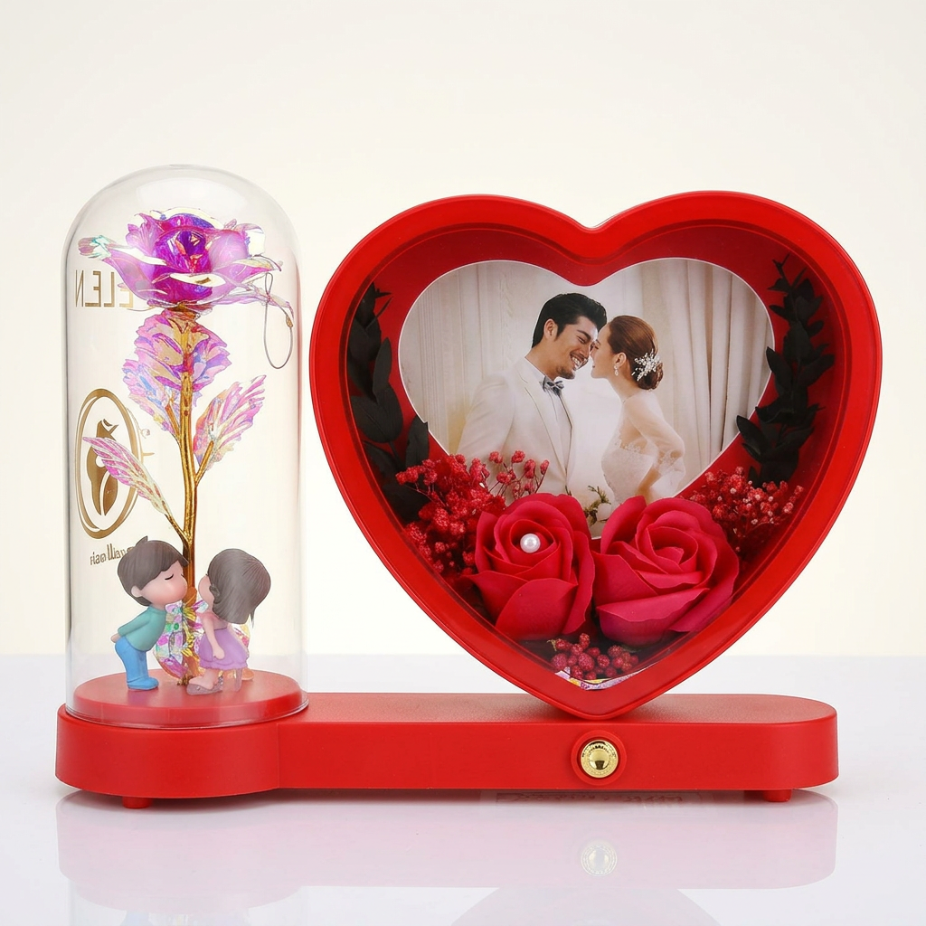 Heart-Shaped LED Photo Frame With Print view 2