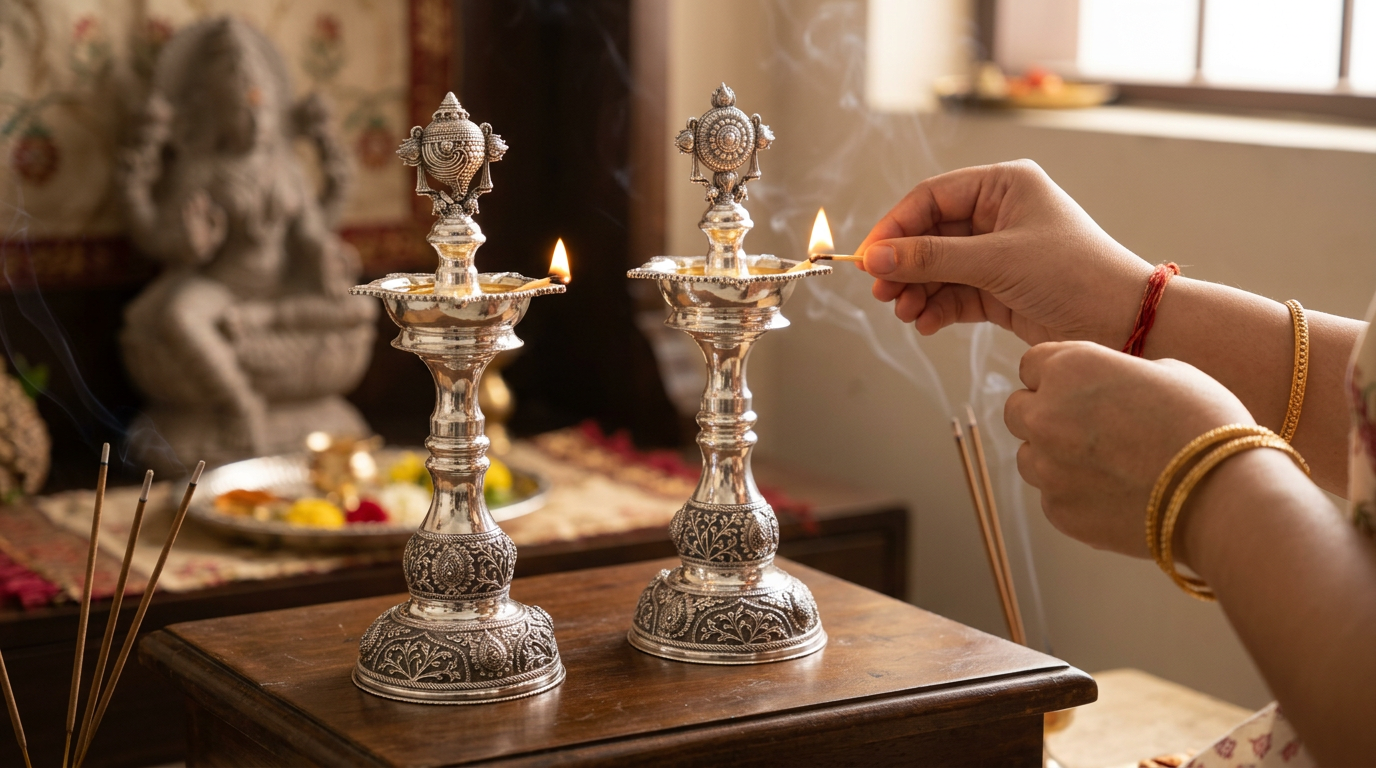 Silver Brass Oil Lamps