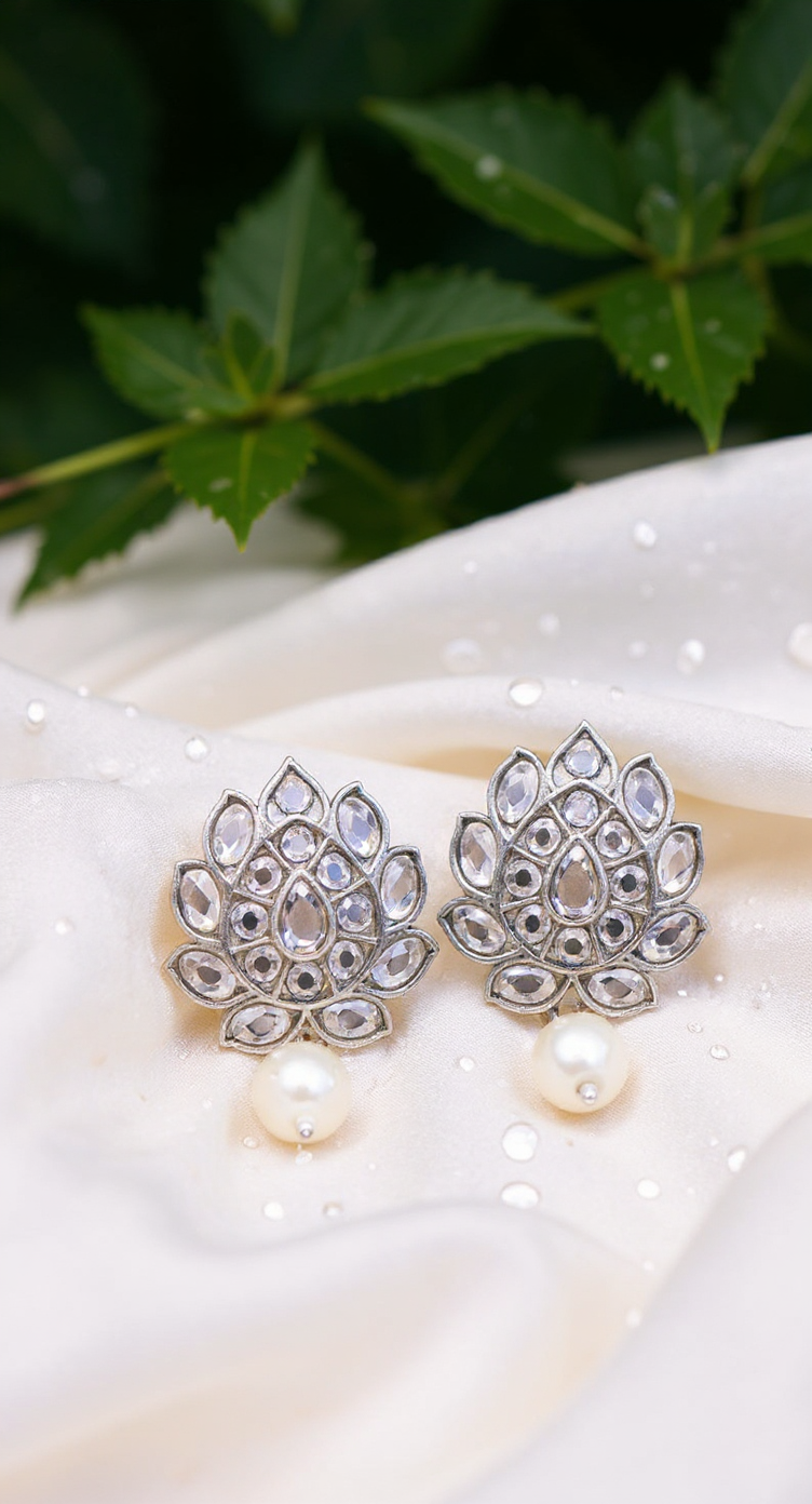 Lotus Design Earrings view 3