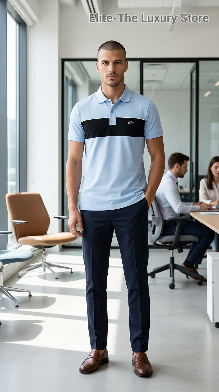 Blue Black Designer Polo Shirt view 3