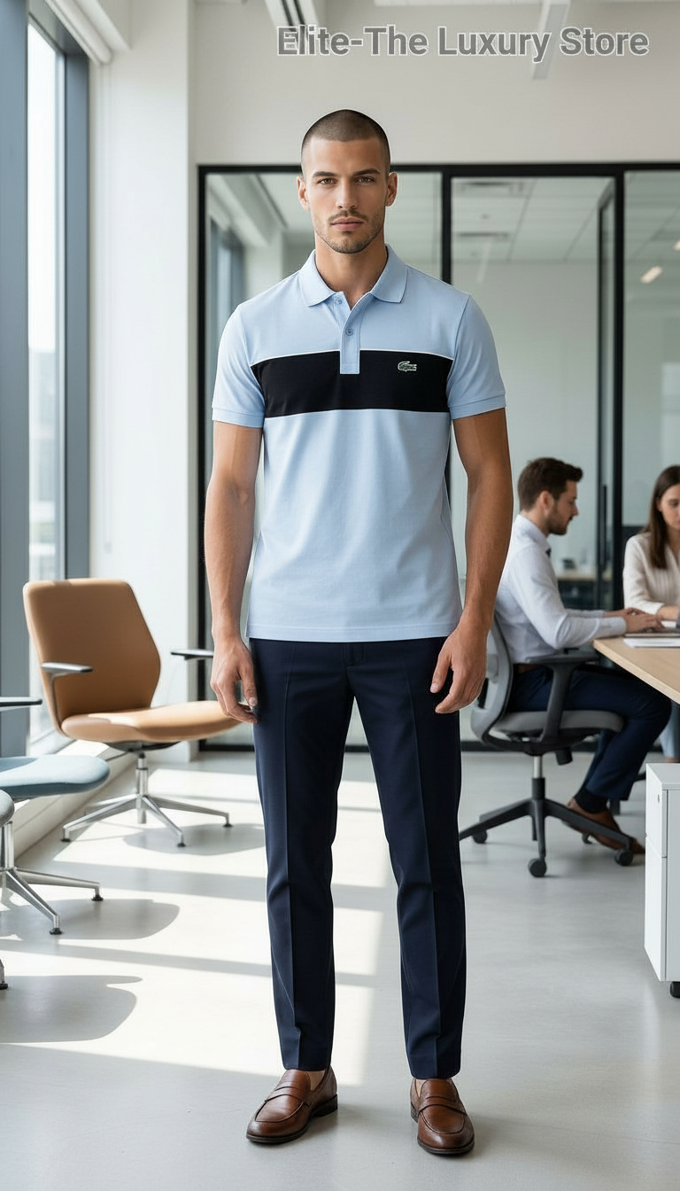 Blue Black Designer Polo Shirt view 2