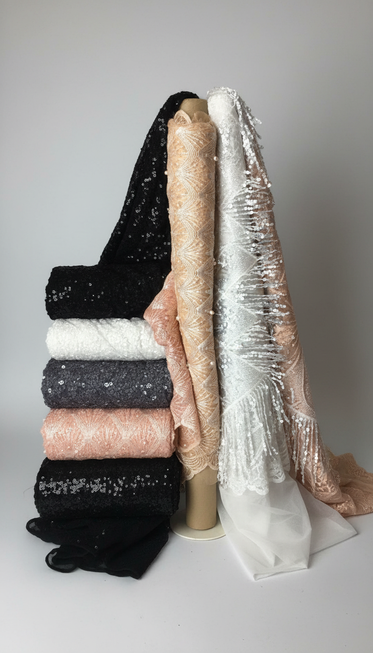 Sheer Fabric with Sequins view 2