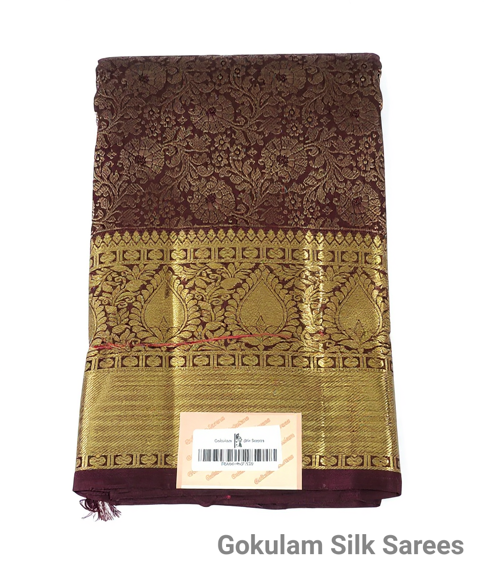 Pure Kanchipuram Handloom Soft Silk Saree Brown 009 view 2