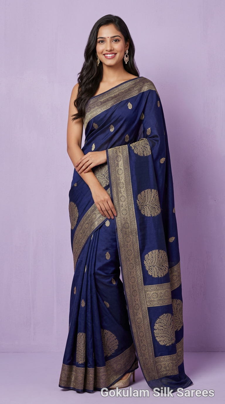 Navy Blue Banarasi Saree 013