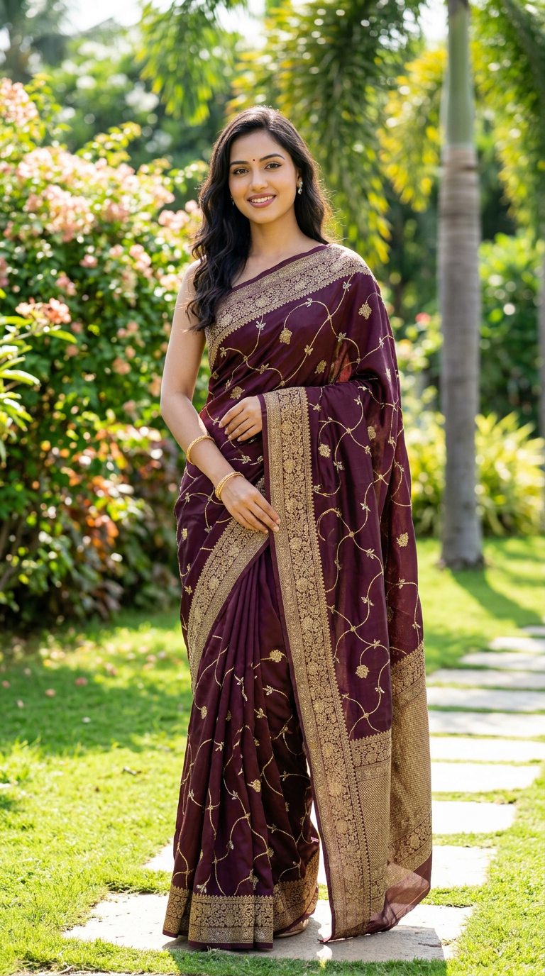 Brown Grap Banarasi Saree 011