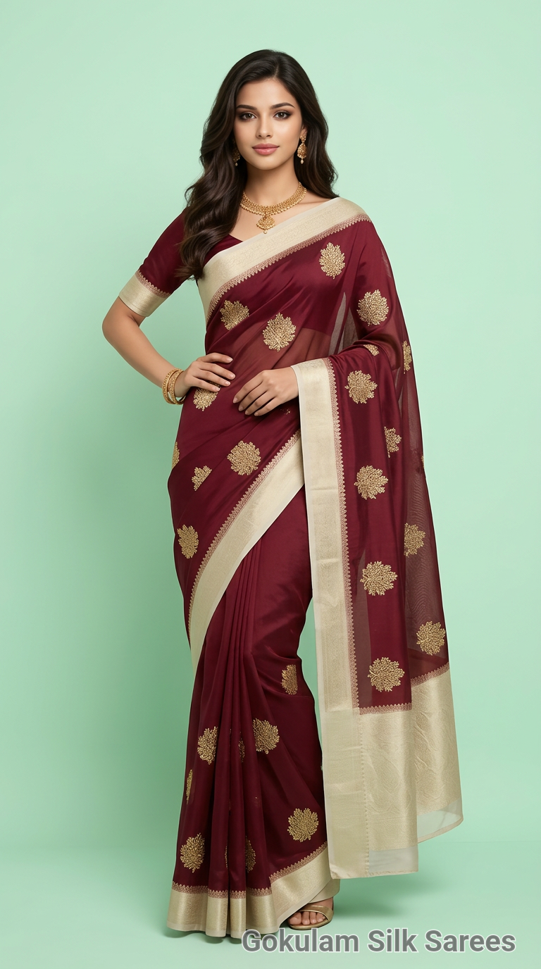 Brown With White Banarasi Saree 004