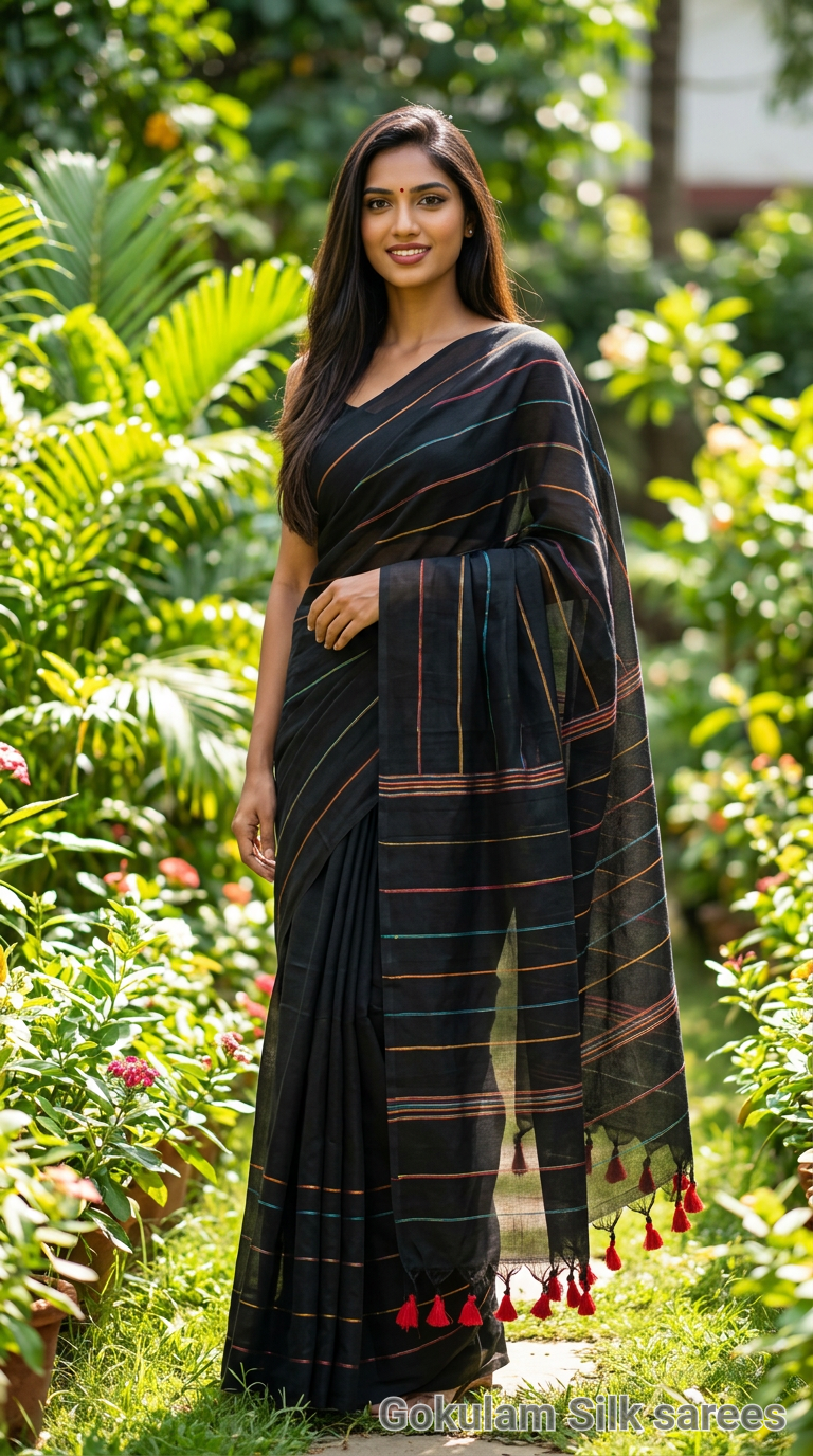 Elegant Black Khadi Cotton 021