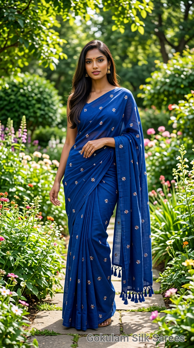 Embroidered Blue Khadi Cotton 007