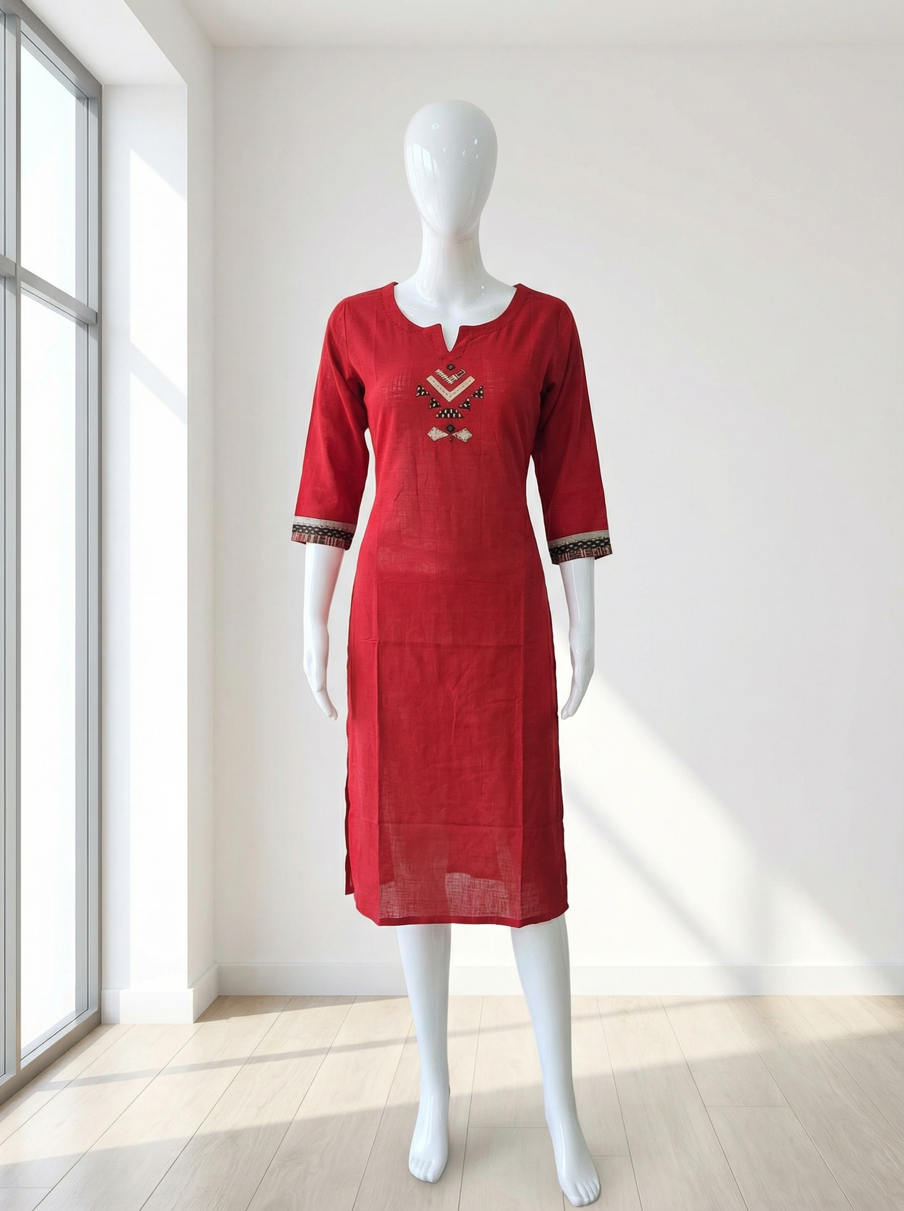 Red Ethnic Kurta view 2