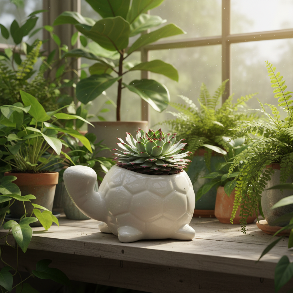 Ceramic Turtle Planter view 3