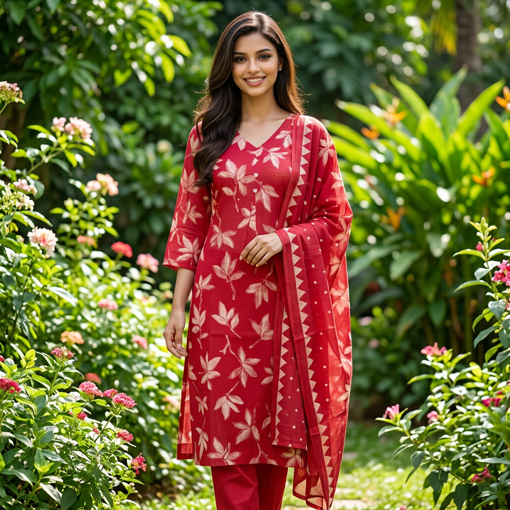Floral Red Salwar Suit