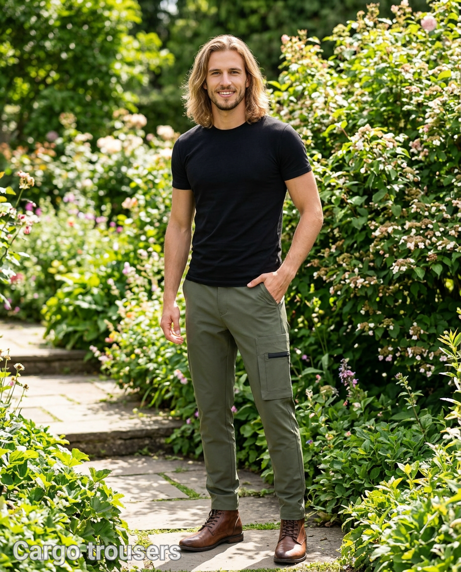 Camo Green Cargo Trousers view 2