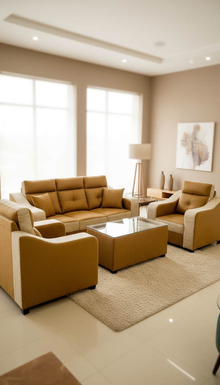 Brown Soft Sofa Set