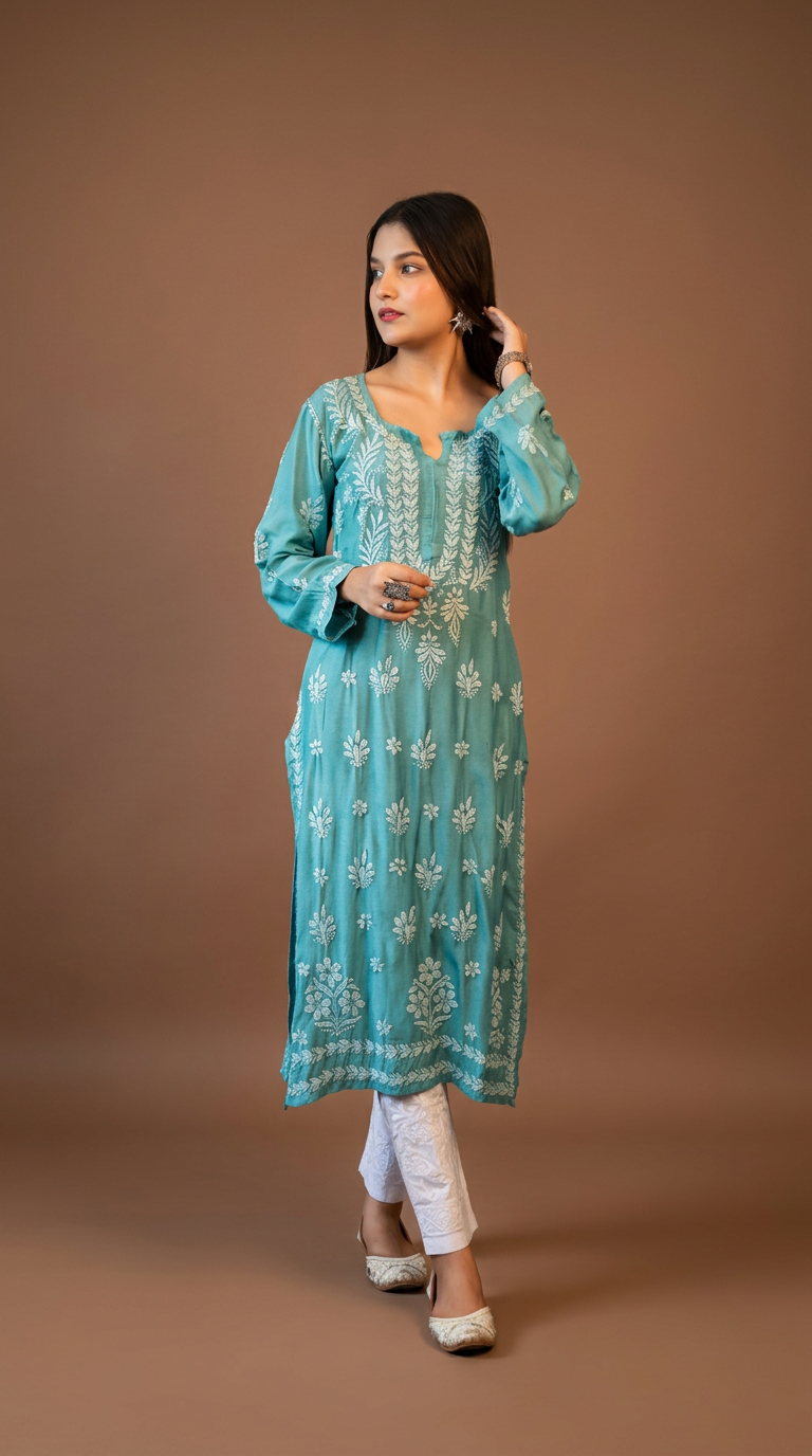 Lucknow Chikankari Hand Embroidered Kurti
