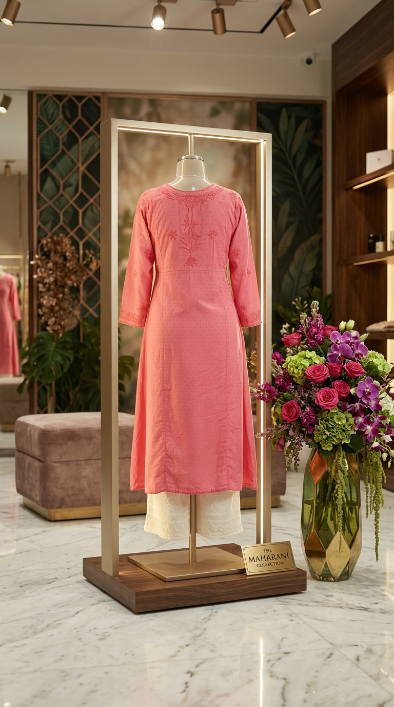 Chikankari Hand Embroidered Angrakha Style Kurti view 3