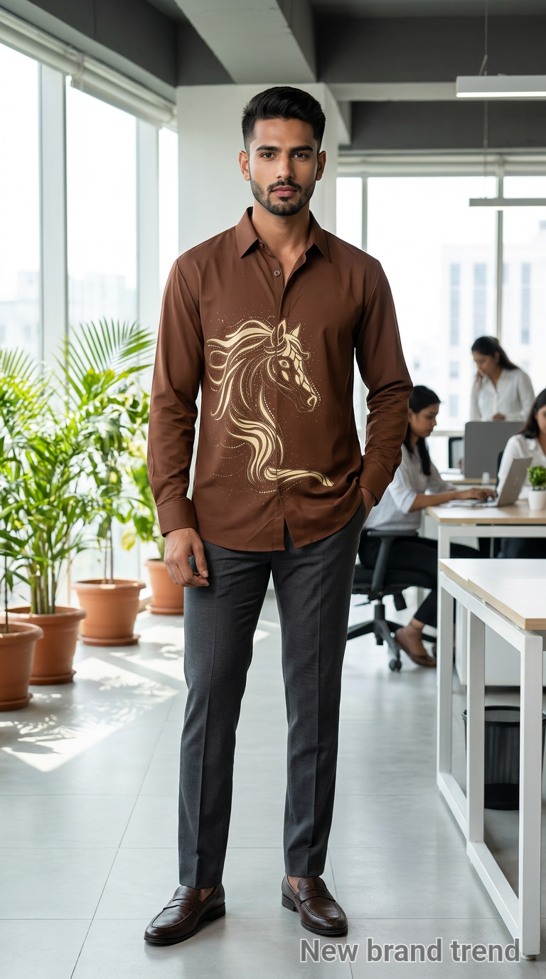 KARLITAS Brown Horse Print Shirt