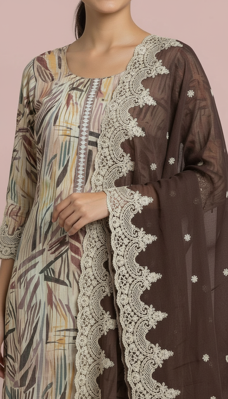 Elegant Embroidered Salwar Suit No HC002308 Brown view 5