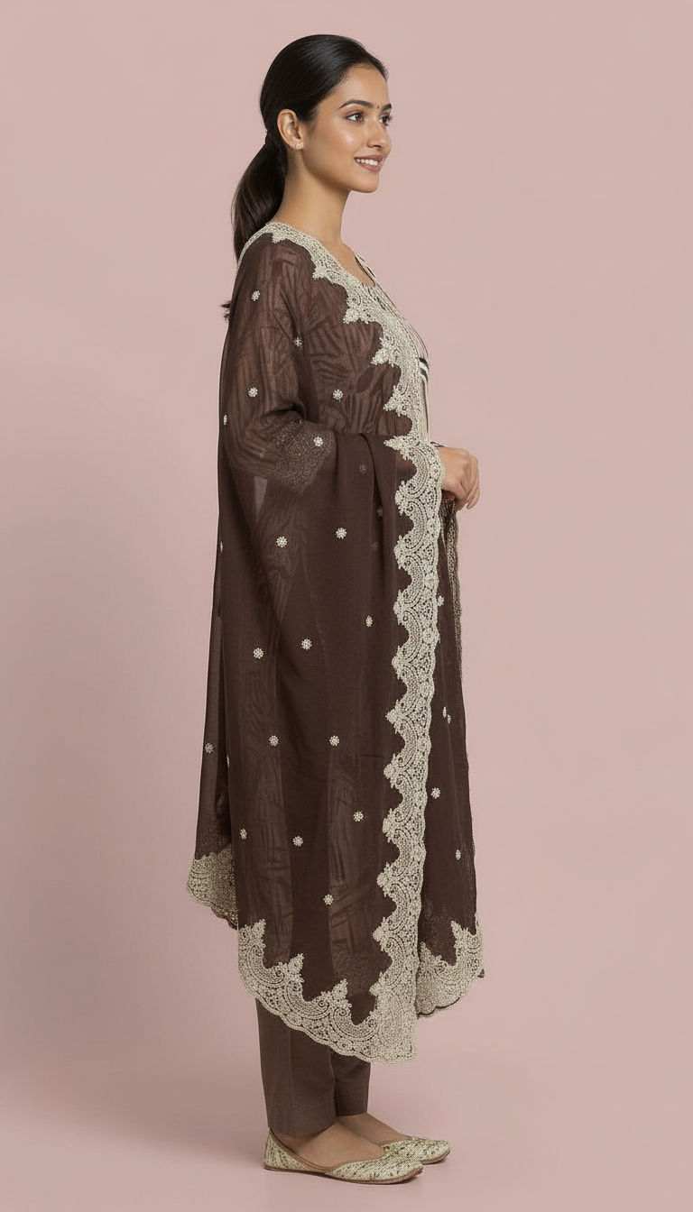 Elegant Embroidered Salwar Suit No HC002308 Brown view 3